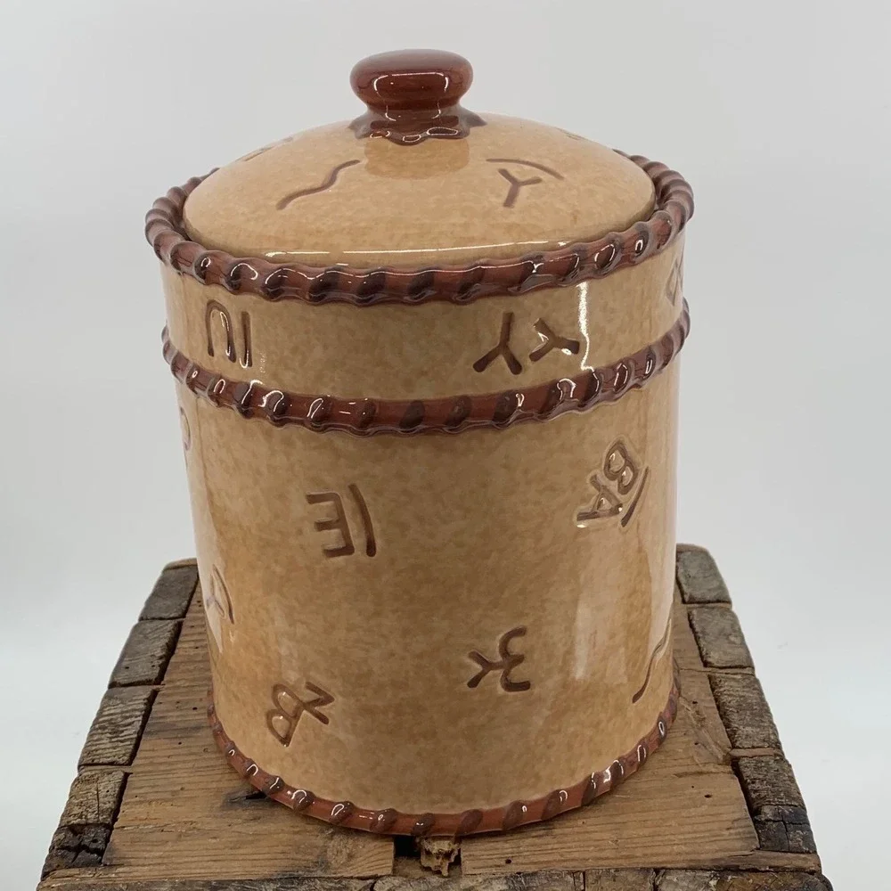 Montana Lifestyles Branded Western‎ Cattle Ceramic Canister Rope Trim Cowboy